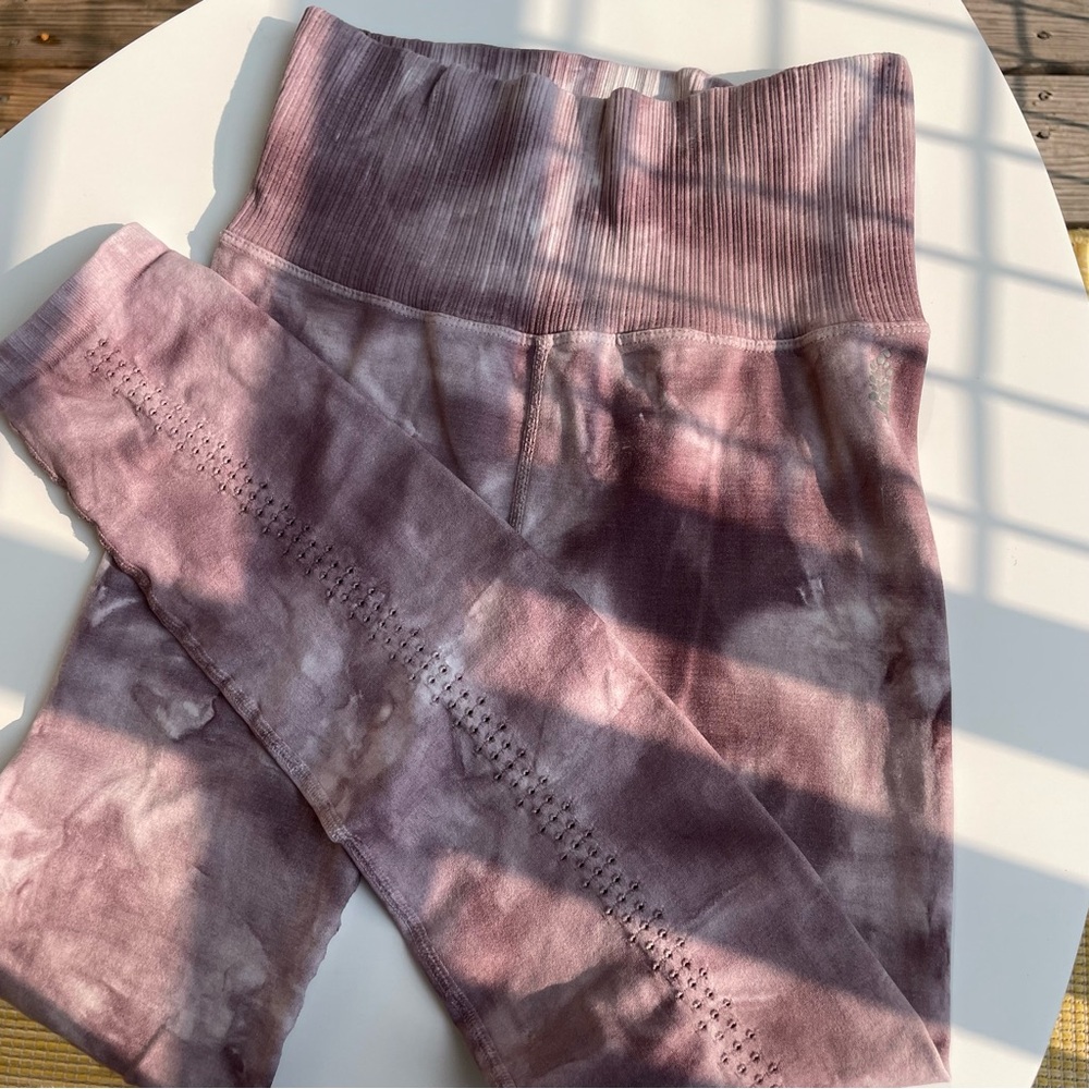 Free People Purple Tie-Dye Leggings Happiness Runs line